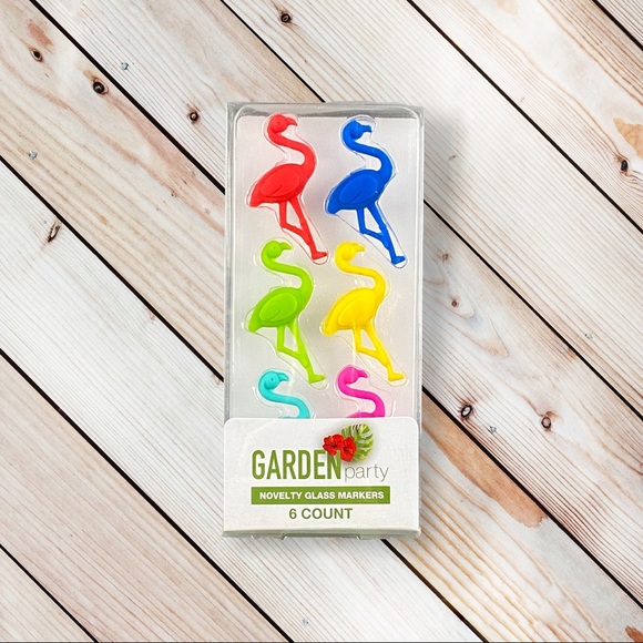 NWT Garden Party Novelty Glass Markers Wine Charms Bundle Cactus Flamingo Sets - Picture 3 of 11